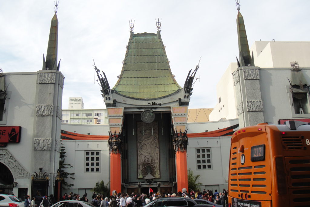 wide shot of Chinese theatre in Hollywood.